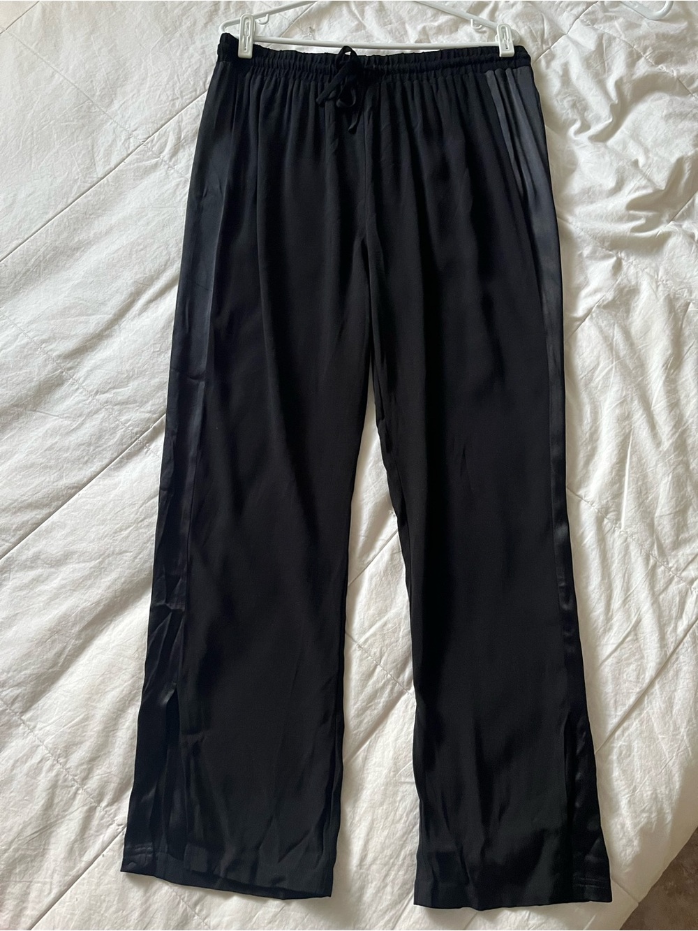 Universal Standard Black Satin-Trim Drawstring Pants